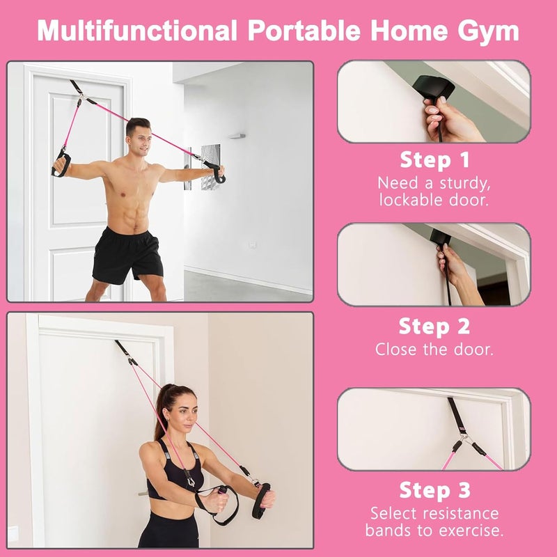 Bbtops Pilates Bar Kit with Resistance Bands,Ab Roller,2 in 1 Foot Strap & Handle,Door Anchor Pilates Equipment with Resistance Bands, Portable Home Gym Yoga Fitness Bar for Women & Men - Image 4